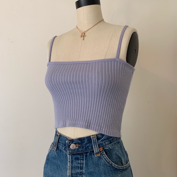 Brandy Melville blue ribbed tank top NWT sz s - Picture 2 of 3
